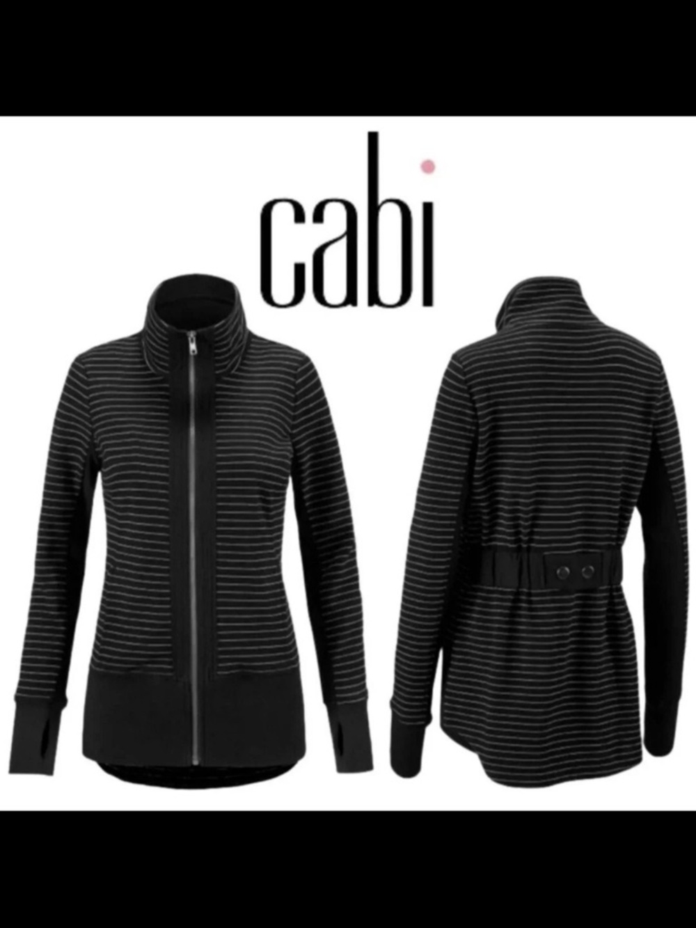 CAbi Black Striped Bomber Jacket 3378